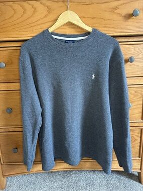 Polo Ralph Lauren Long Sleeve Pajama Shirt Mens Large Gray Embroidered Pony